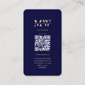 Modern Monogram Professional Midnight Blue Visitekaartje (Achterkant)