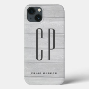 Modern Monogram Professional Plain Gray iPhone 13 Hoesje
