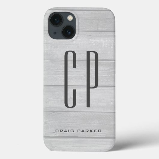 Modern Monogram Professional Plain Gray Case-Mate iPhone Case (Achterkant)