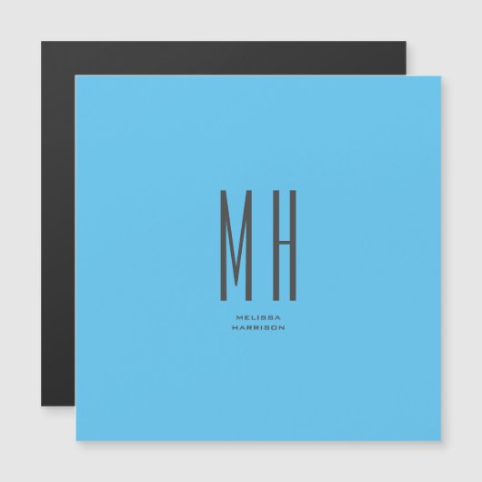 Modern Monogram Professional Plain Simple Sky Blue (Voorkant / Achterkant)