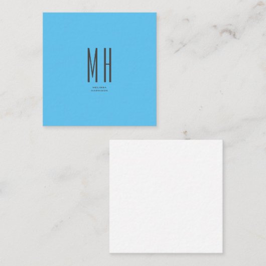 Modern Monogram Professional Plain Simple Sky Blue Informatiekaartje (Voorkant / Achterkant)