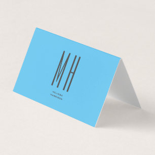 Modern Monogram Professional Plain Simple Sky Blue Kaart