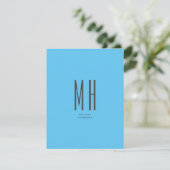 Modern Monogram Professional Plain Simple Sky Blue RSVP Kaartje (Staand voorkant)