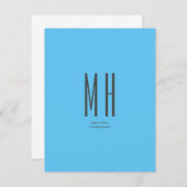 Modern Monogram Professional Plain Simple Sky Blue RSVP Kaartje (Voorkant / Achterkant)