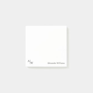 Modern Monogram Professional Simple Black Minimal Post-it® Notes