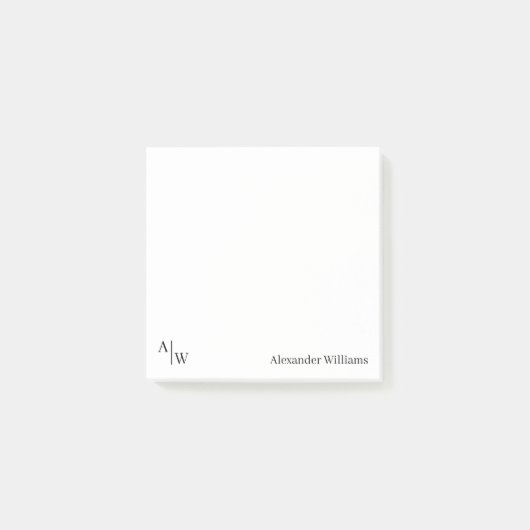 Modern Monogram Professioneel Eenvoudig Zwart Mini Post-it® Notes (Voorkant)