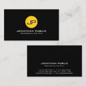 Modern Monogram Professioneel Elegant Ontwerp Zwar Visitekaartje (Voorkant / Achterkant)