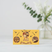 Modern Monogram Professionele Bakkerij Geel Custom Visitekaartje (Staand voorkant)