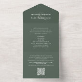 Modern Monogram QR Code Bruiloft RSVP Mos Groen All In One Uitnodiging (Binnen)