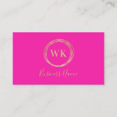 Modern Monogram QR Code Hot Pink Gold Visitekaartje (Achterkant)