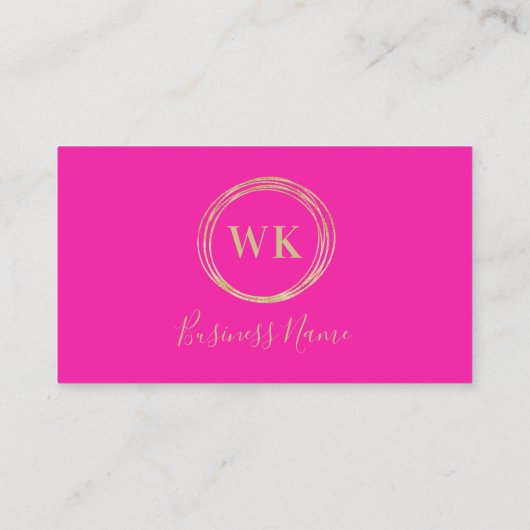 Modern Monogram QR Code Hot Pink Gold Visitekaartje (Achterkant)