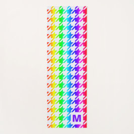 Modern Monogram Rainbow Ombre Houndstooth Pattern Yogamat