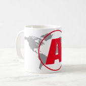 Modern Monogram Red Initial Letter World Map Koffiemok (Voorkant links)