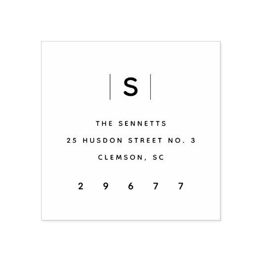 Modern monogram retouradres rubberstempel (Afrduk)