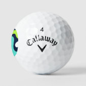 Modern Monogram Retro Wave Blue Green Golfballen (Logo)