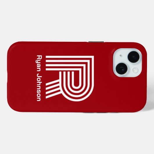 Modern Monogram Rood Case-Mate iPhone Case (Achterkant (horizontaal))