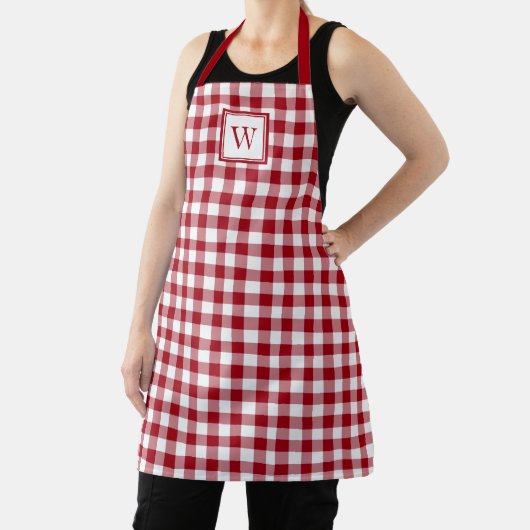 Modern Monogram Rood Plaid Patroon Schort (Insitu)