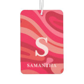 Modern monogram rood roze patroon luchtverfrisser (Achterkant)