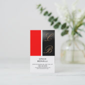 Modern Monogram Rood Zwart Visitekaartje (Staand voorkant)