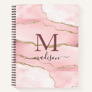 Modern Monogram Roos Gold Script Notitieboek
