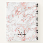 Modern Monogram Roos Goud Blush Roze Marmeren Foli Notitieboek (Achterkant)