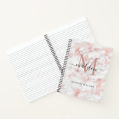 Modern Monogram Roos Goud Blush Roze Marmeren Foli Notitieboek (Binnen)