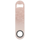 Modern monogram roos goud glitter ombre blush roze speed flessenopener (Achterkant)
