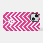 Modern Monogram Roze Chevron Strepen iPhone 15 Hoesje (Achterkant horizontaal)