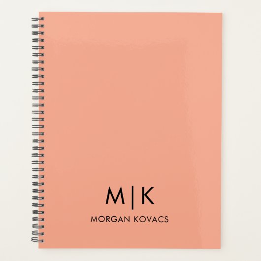 Modern Monogram Roze en Zwart Planner (Voorkant)