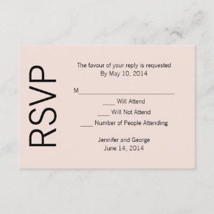 Modern monogram - Roze en zwart RSVP Kaartje