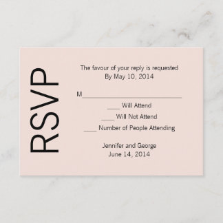 Modern monogram - Roze en zwart RSVP Kaartje