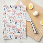 Modern Monogram roze Flamingo patroon Theedoek (Quarter Fold)
