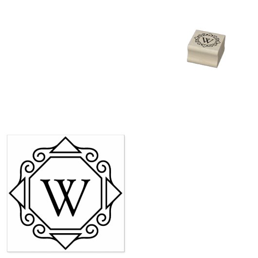 Modern Monogram Rubberstempel (Gestempeld)