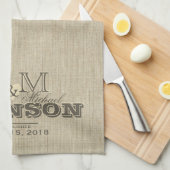 Modern Monogram | Rustic Beige Theedoek (Quarter Fold)