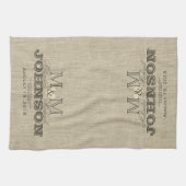 Modern Monogram | Rustic Beige Theedoek (Horizontaal)