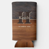 Modern Monogram Rustic Wood Tone Brown (Achterkant)