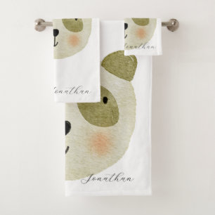 Modern monogram safari schattig script, blanke jon bad handdoek