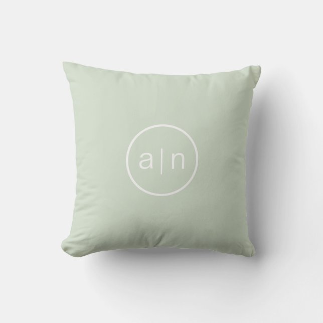 Modern Monogram Sage Groen Kussen (Voorkant)