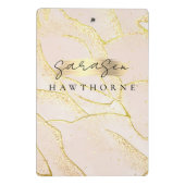 Modern Monogram Script Blush Pink Gold Folie Mini Klembord (Achterkant)