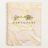 Modern Monogram Script Blush Pink Gold Folie Planner (Voorkant)