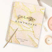 Modern Monogram Script Blush Pink Gold Folie Planner