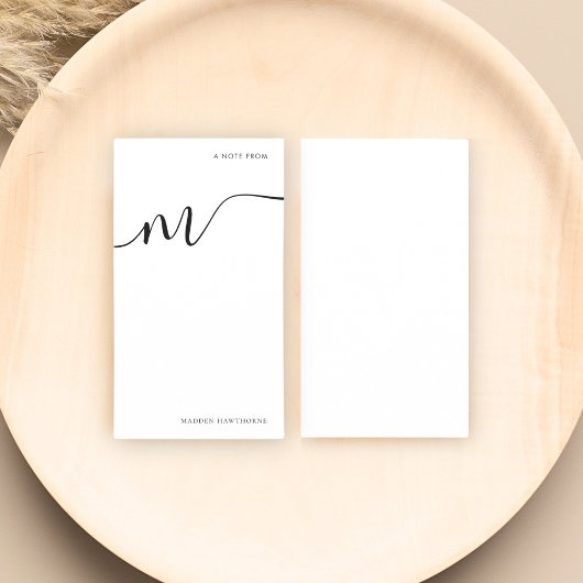 Modern Monogram Script Calligrafie Zwart Wit Notitiekaartje