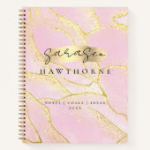 Modern Monogram Script Chic Girly Pink Gold Folie Notitieboek (Voorkant)