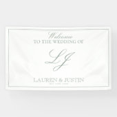 Modern Monogram Script Classic Sage Green Welkom Spandoek (Horizontaal)