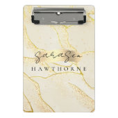Modern Monogram Script Elegant Ivoor Gold Folie Mini Klembord (Voorkant)