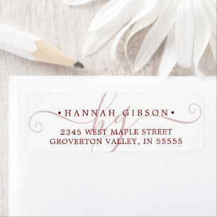 Modern Monogram Script Initialen Burgundy Etiket