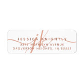 Modern Monogram Script Initialen Terracotta Etiket (Voorkant)