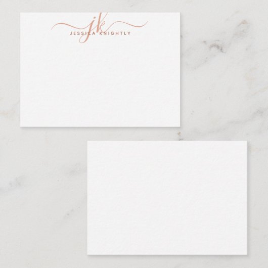 Modern Monogram Script Initialen Terracotta Notitiekaartje (Voorkant / Achterkant)