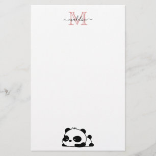 Modern Monogram Script Typografie Funny Panda Briefpapier