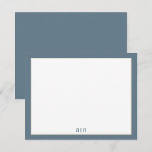 Modern Monogram Stof Blauw Notitiekaartje